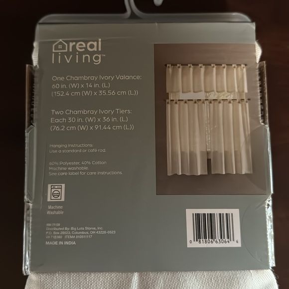 New in package tier and valance set chambray ivory color - Picture 3 of 4